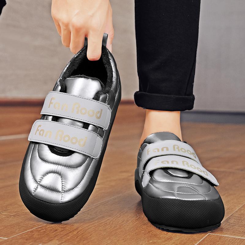 Fashion Black Sneaker Casual Men Designer Winter Plush Snow Shoes Fashion Down Upper Increased Internal Flat Platform Cotton Shoes Gray