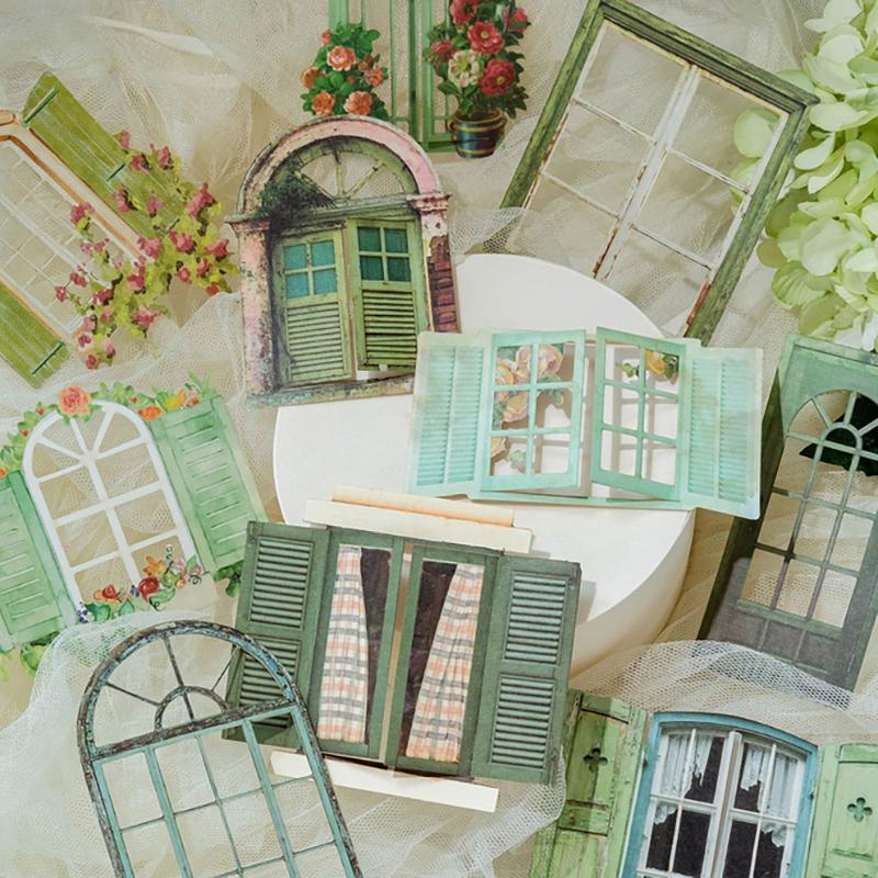 10Pcs Window Frame Stickers Decorative Stickers For Scrapbooking Supplies Junk Journal Kit Album Planner Diy Craft Embellishment