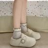 Warm flat-bottomed temperament one-pedal thickened child white fashionable winter cotton shoes women's new velvet