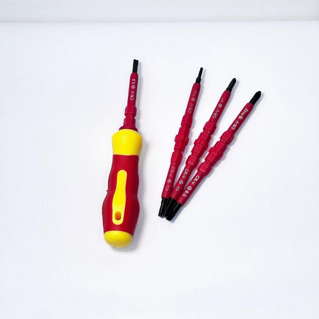 8-in-1 Magnetic Double-Headed Insulated Screwdriver Set for Electrician Safety and Household Repairs