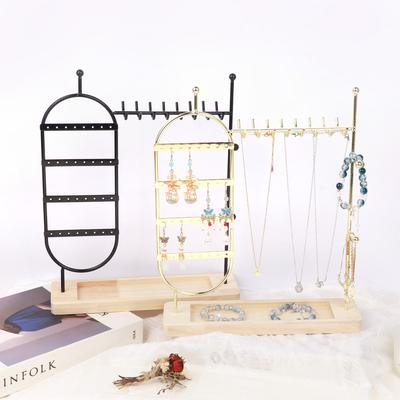 1 Desktop Solid Wood Base Jewelry Rack Suitable for Organizing and Storing Watches, Earrings, Bracelets, Necklaces, Etc