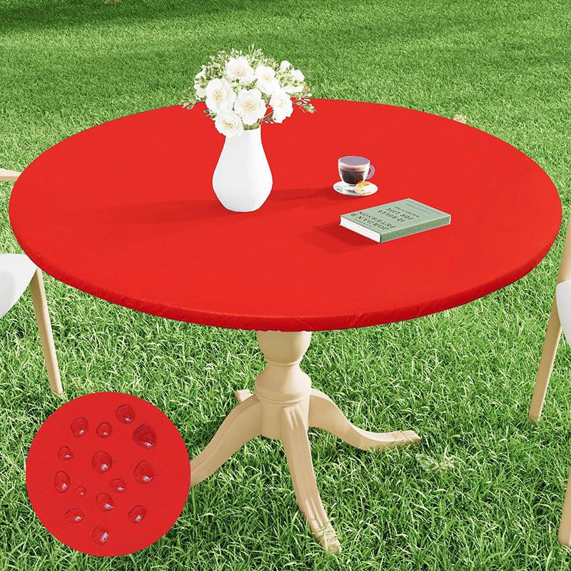 Homaxy New Round Tablecloth 1 PCS PEVA Material Wipeable Flannel Backed Vinyl Tablecloths Waterproof Elastic Fitted Table Covers