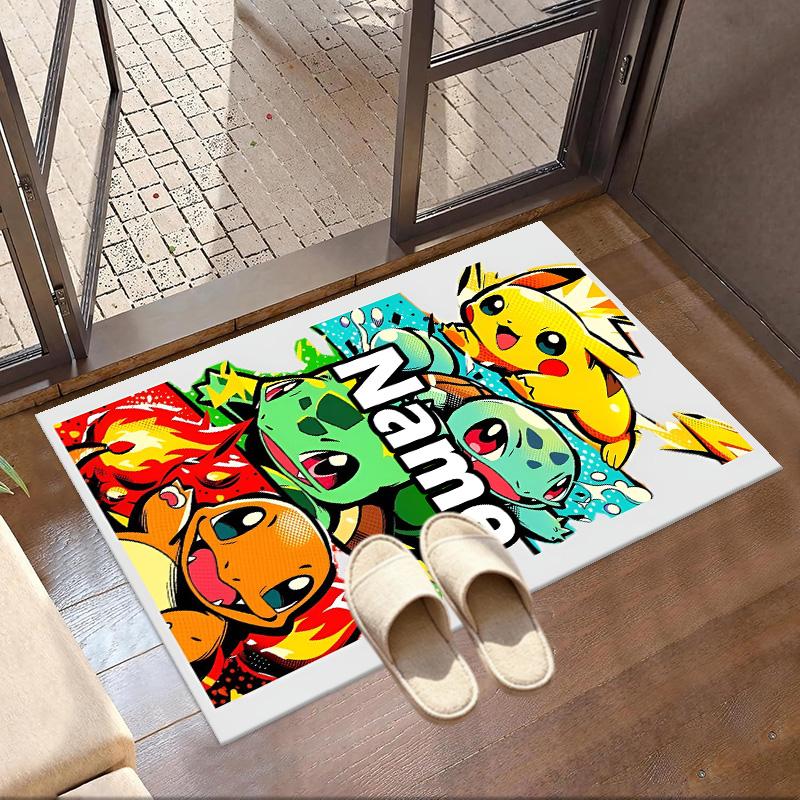 Custom Name Personalized Pokemon Print Carpet, Versatile Home Decor Rug, for Playroom, Apartment, Balcony, Entryway, Hallway Gift