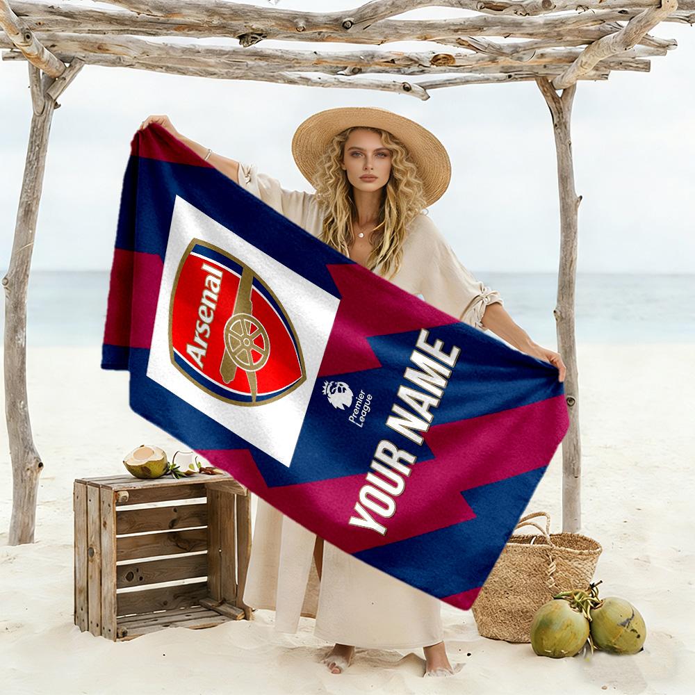 Arsenal F.c. Personalized Name Beach Towel Soft Durable Quick-Dry