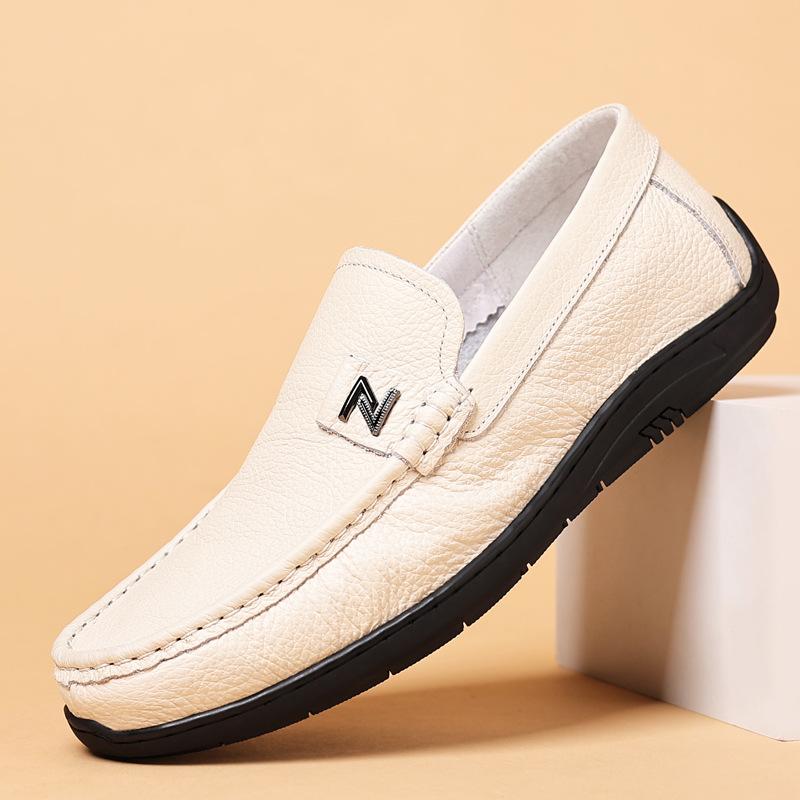 

The first layer of cowhide summer new men s beanie shoes genuine leather casual leather shoes one pedal breathable men s shoes single shoes shoes 38