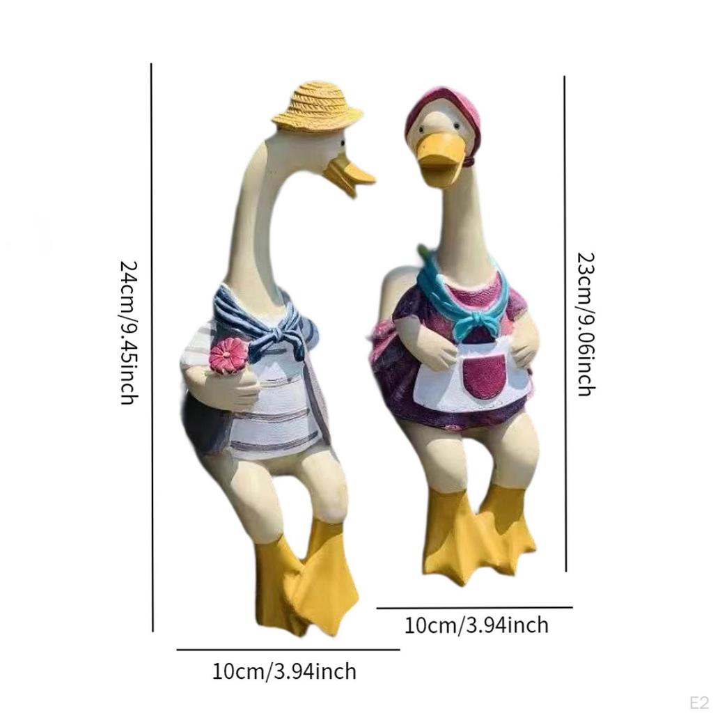 Couple Duck Figurine Statue Modern Decor Resin Ornament Sculpture for