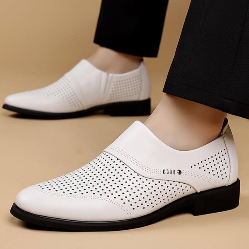 Fashion Luxury Mens Dress Shoes Summer Breathable Mesh Shoes Fashion Hollow Out Leather Shoes for Men Casual Loafers Moccasins Sandalias