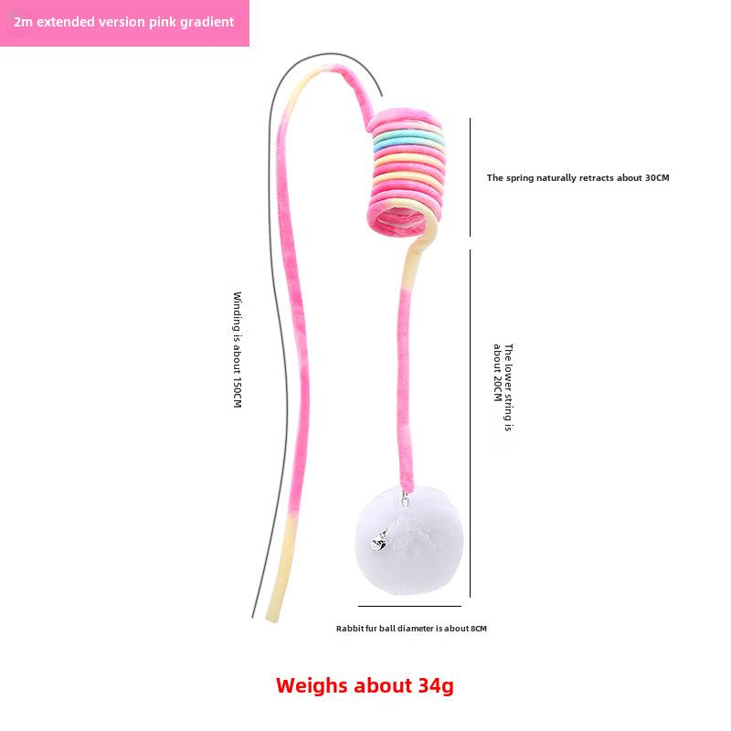 Katzenspielzeug mit Feder-Kaninchenhaarball, mit Saugnapf und einziehbarem Hänge-Teaser