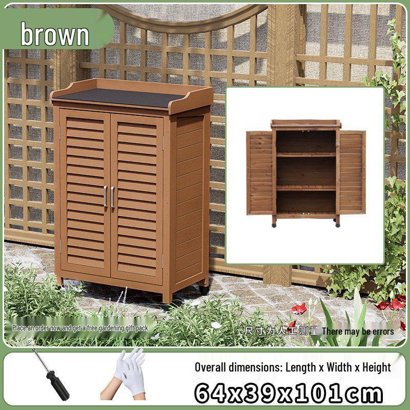 Outdoor Anti-Corrosion Solid Wood Garden Storage Cabinet with Sun Protection