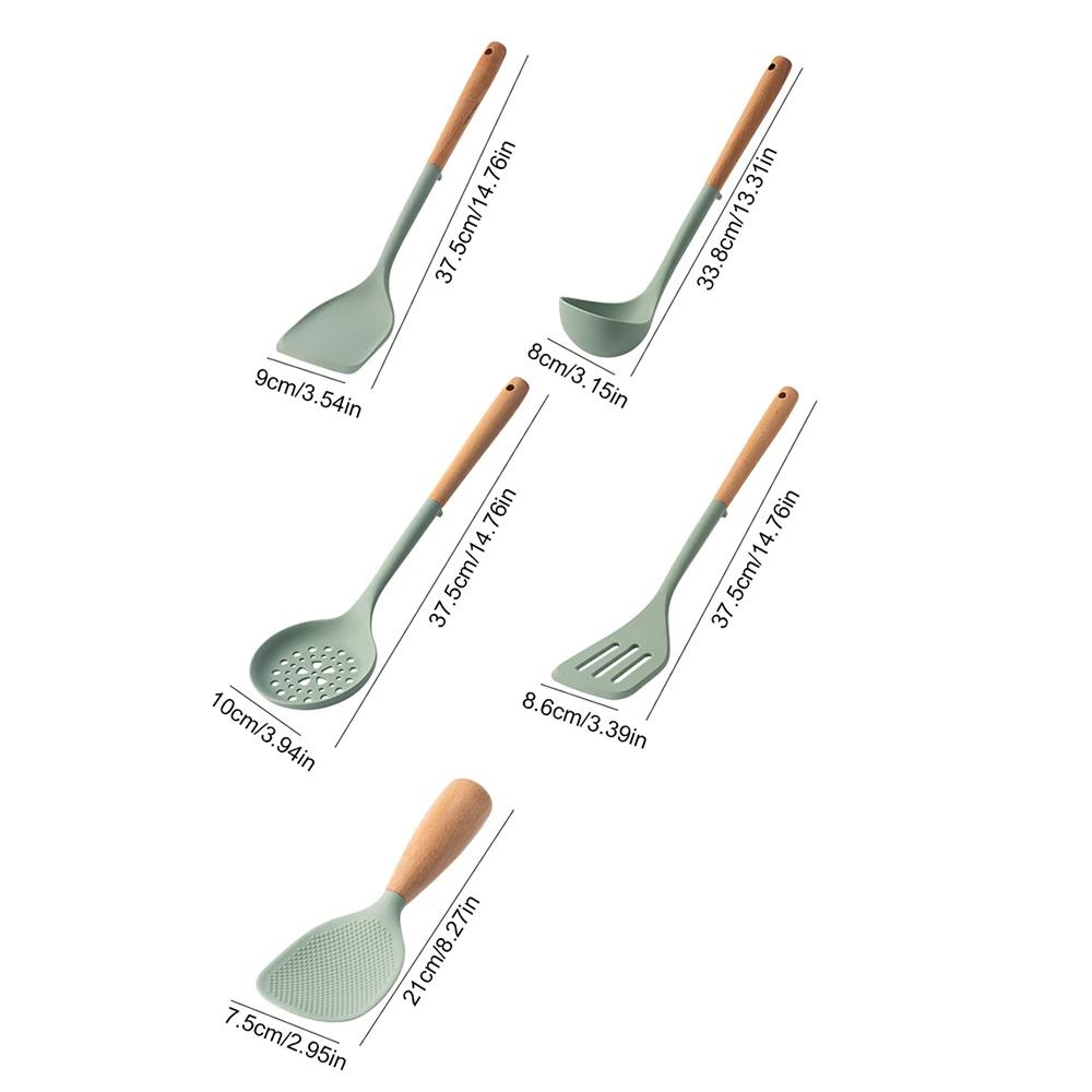 5Pcs High-grade Silicone Kitchen Utensils Spatula Spoon Rice Spoon Kitchen Gadgets Kitchen Accessories Home Kitchen Items