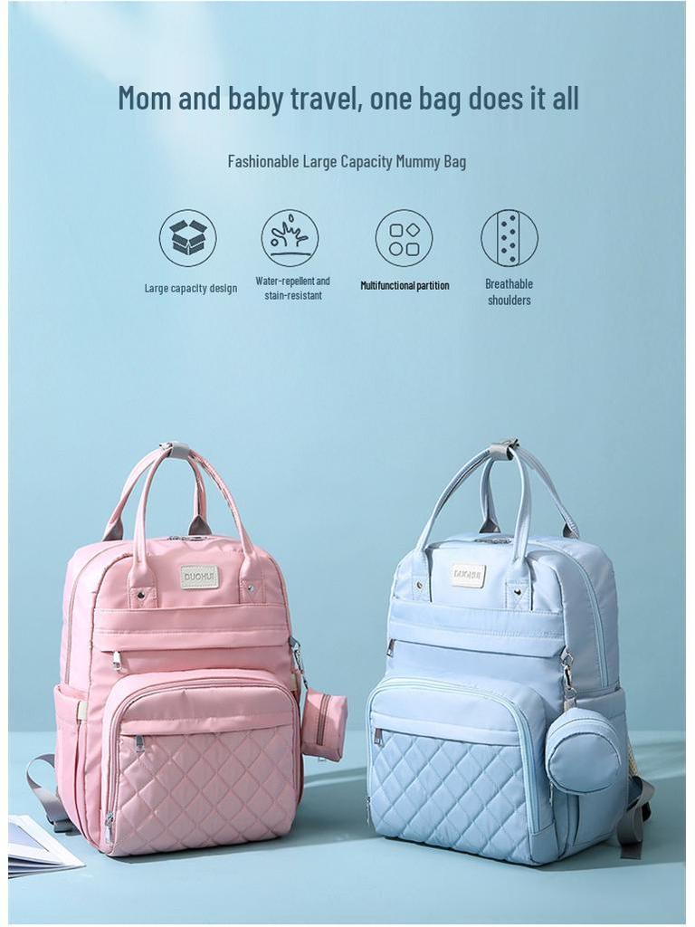 Portable Folding Diaper Bag: Large Capacity Shoulder Bag for Travel, Stroller Hanging, with Baby Bottle Holder and Changing Pad