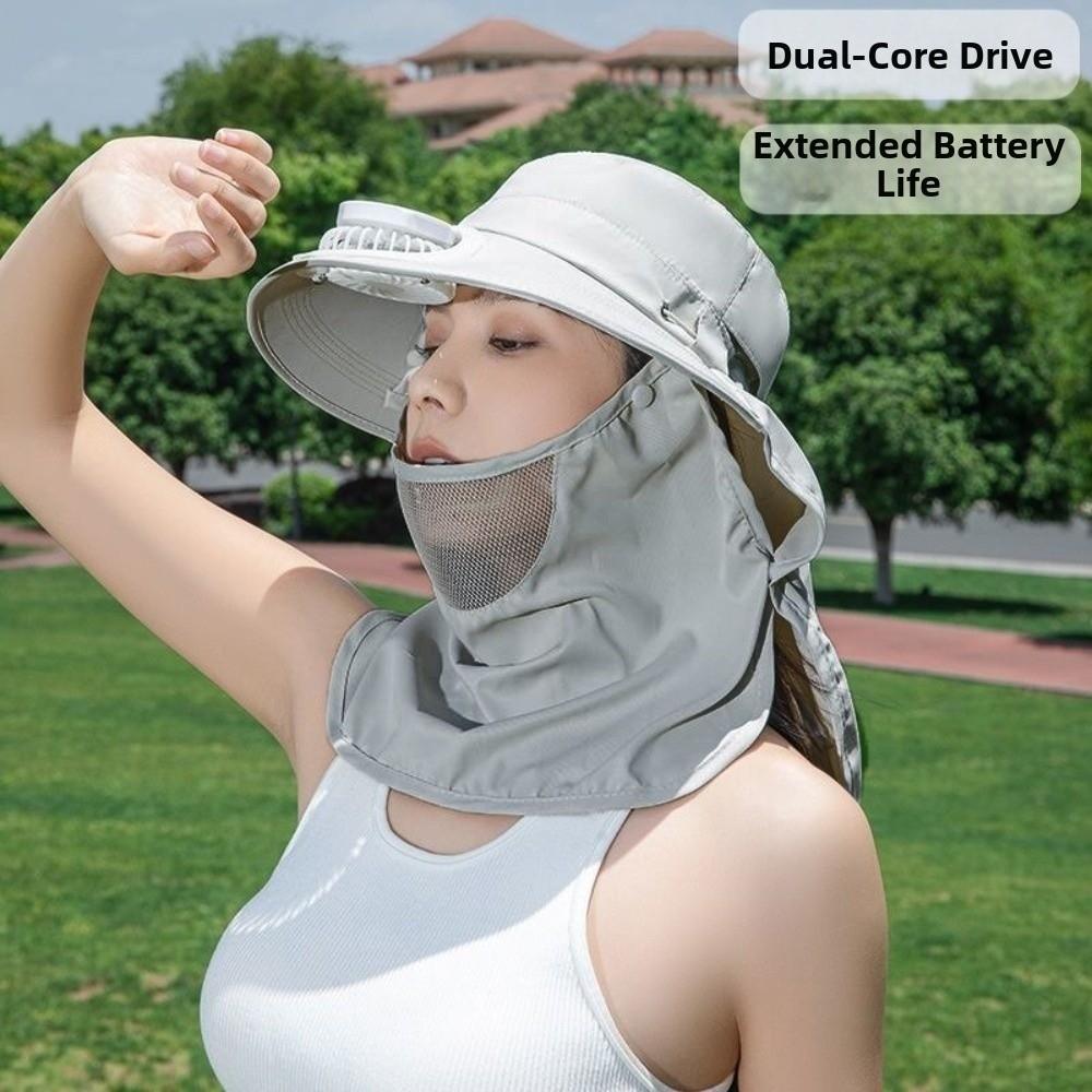 Chapéu Ventilador Solar de Aba Larga com Proteção Facial Chapéu de Pescador Chapéu Fashion com Proteção UV Roupa de Praia