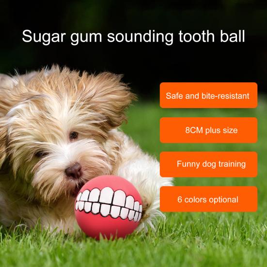 Pet Sounding Toy Attractive Scratch Resistant Tooth Cleaning Remove Tartar Refreshing Breath Relieve Boredom Soft Vinyl Ball Dog Toy for Teddy