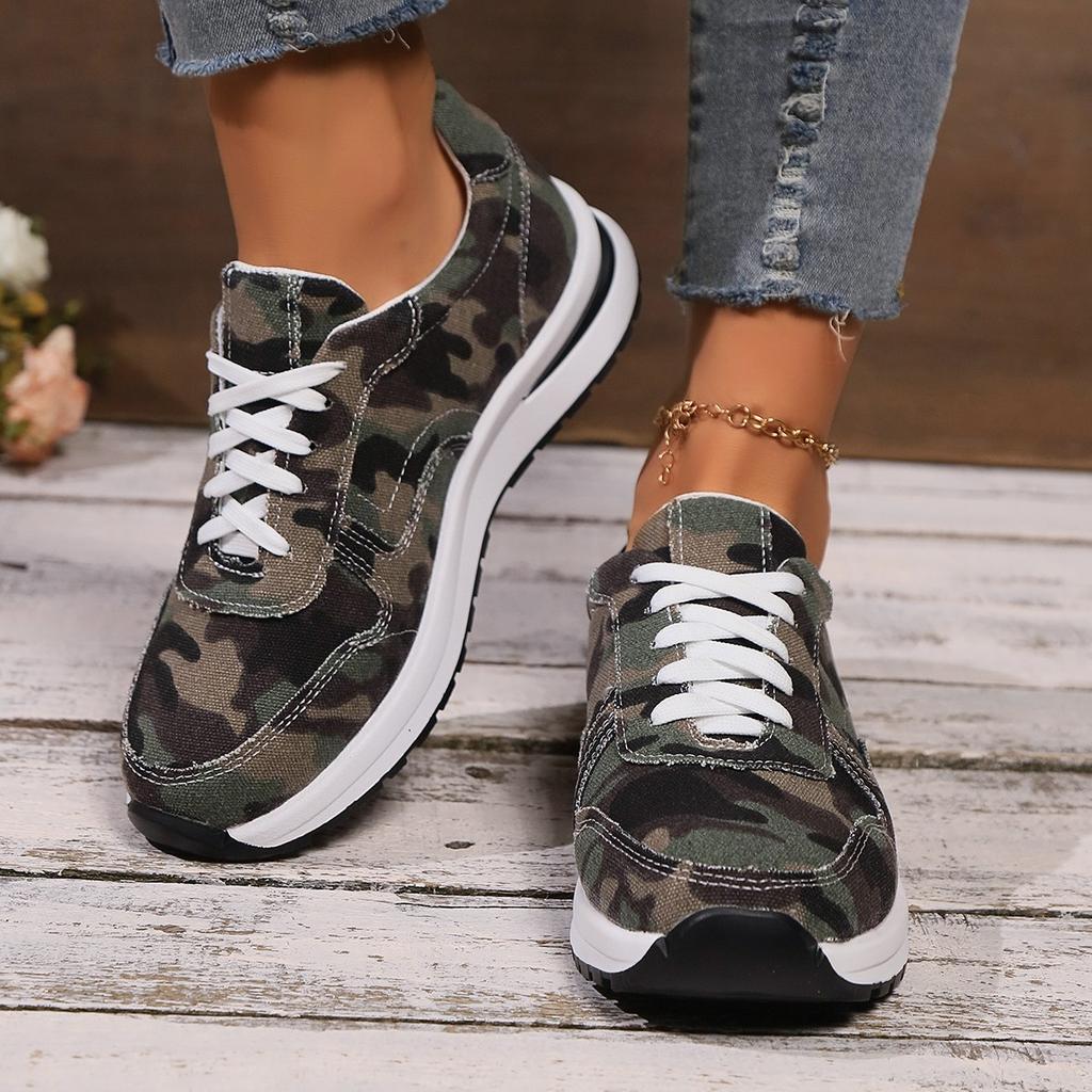 Women's Canvas Shoes  Fashion Lace-Up Flat Sneakers Solid Color Casual Ladies Vulcanized Shoes Plus Size Zapatillas Mujer