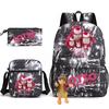 Large Capacity Schoolbag with Shoulder Strap; Student Three-piece Pencil Case Set