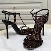 Leopard print high heels women's 2025 summer new models with thin heels temperament beautiful imperial sister sexy fashion sandals