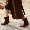 Designer Umgeschlagener Rand Damen Stiefeletten Vintage Spitze Dünne Niedrige Absätze Schuhe Herbst Winter Kurze Botas Mujer