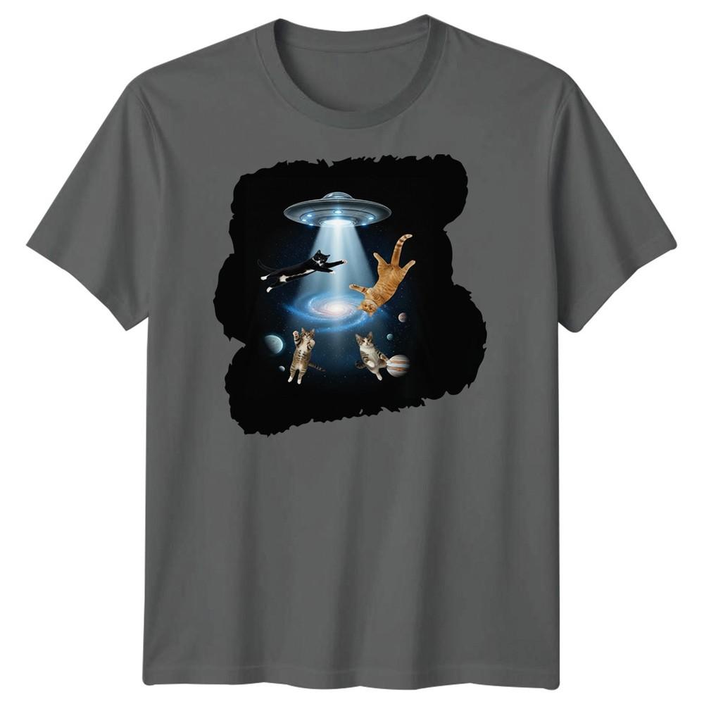 SciFi Alien Abduction Cats Ufo Unisexs TShirt Space Galaxy Graphic