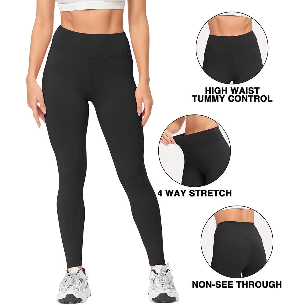 Solid-colour Nude-feel Yoga Pants with High Elasticity Double-sided Brushed Fabric Tight-fitting Running Sports High-waisted Yoga Leggings
