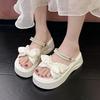 2025 summer new Internet celebrity slippers women wear French fairy style with skirt thick bottom sandals beach one word