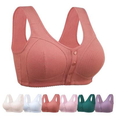Women's Underwear Thread Cloth Cotton Front Button Without Steel Ring Bra