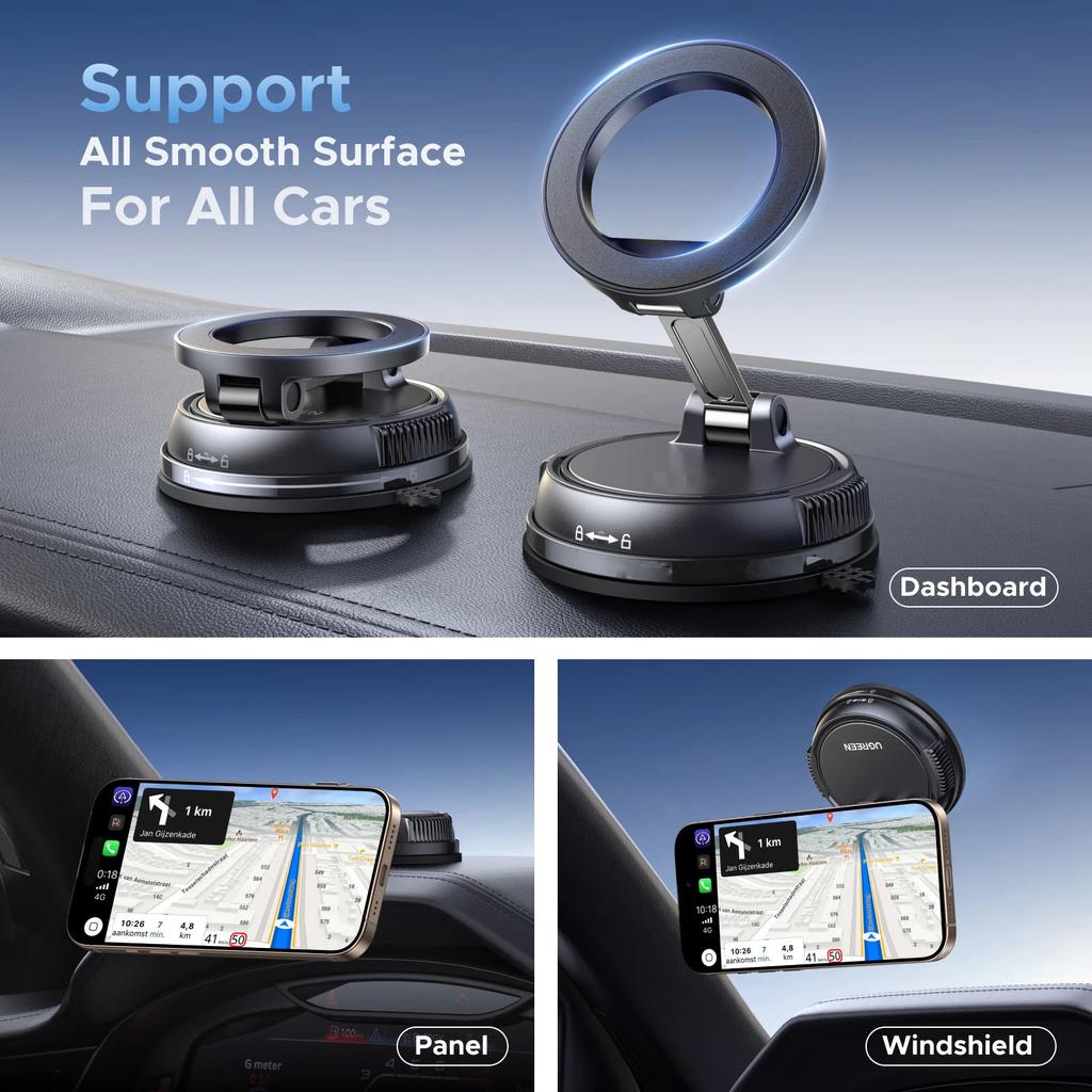 2026 New Car Phone Holder for Magsafe [78+LBS Strongest Suction & 2400gf Strongest Magnetic] 360° Adjustable Car Phone Mount