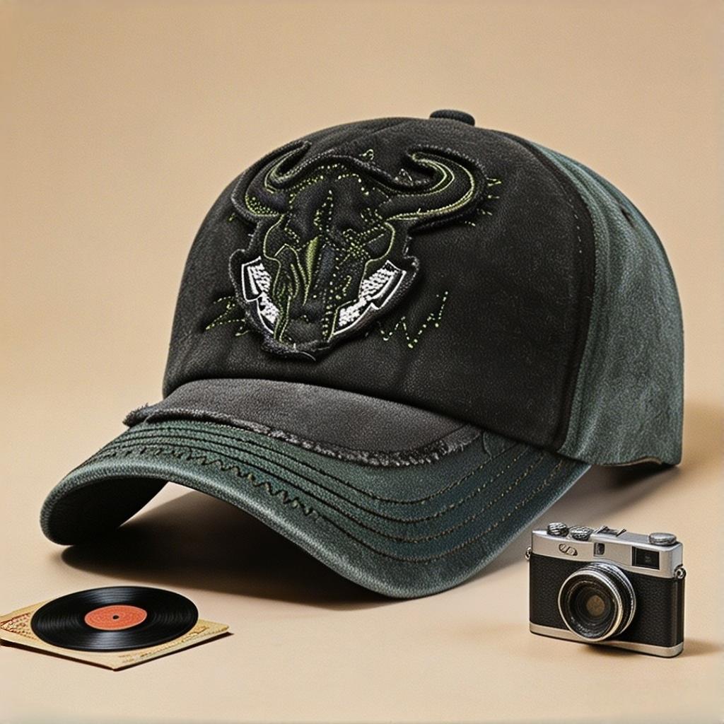 Bull Embroidery Baseball Cap Men Women Washed Distressed Vintage Snapback Hat Adjustable Outdoor Sunscreen Hip Hop Trucker Cap