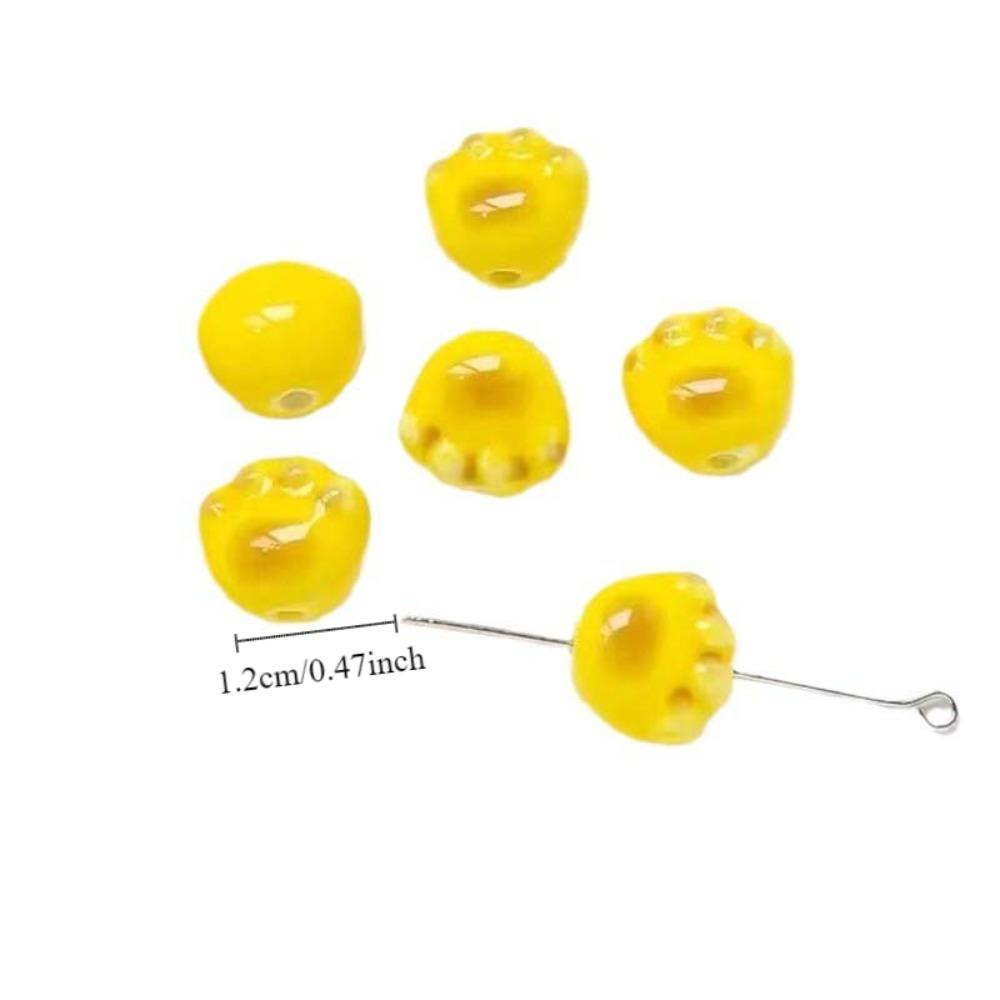 10Pcs Cartoon Design Cat Paw Beads Ceramic Jewelry Making Material  Student