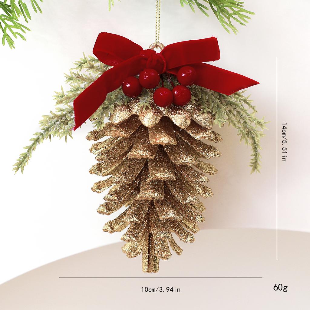 Cross-border new product bow three-dimensional hollow Christmas wreath pendant Christmas scene arrangement pine cone hanging ball pendant