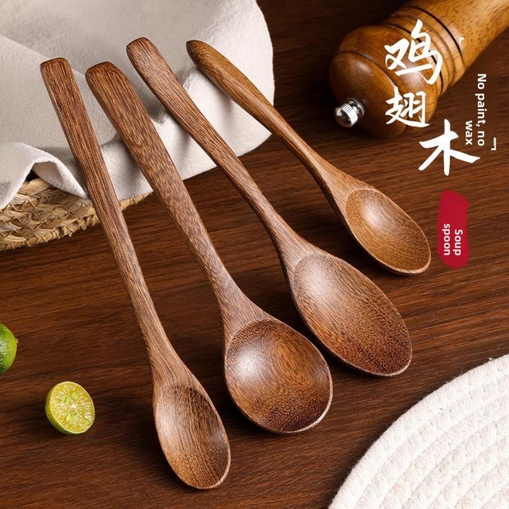 Wooden Spoon for Eating Food Grade Wooden Spoon Household Lacquerless Chicken Wing Wooden Spoon Honey Spoon