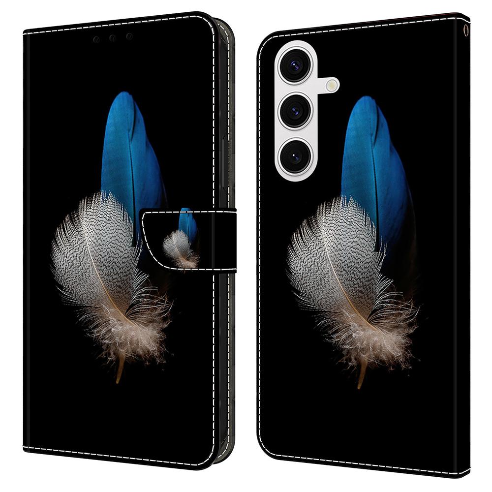 

For Samsung Galaxy S24 FE Case 3D Pattern PU Leather Wallet Phone Cover with Stand Two Feathers
