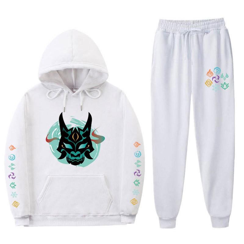 Mens Casual Hooded Sweatshirt Set With Slim Fit Jogger Pants Daily Wear Light Exercise