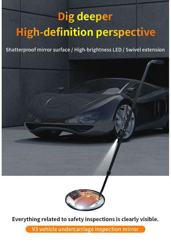 Retractable Car Bottom Inspection Mirror with Wheels