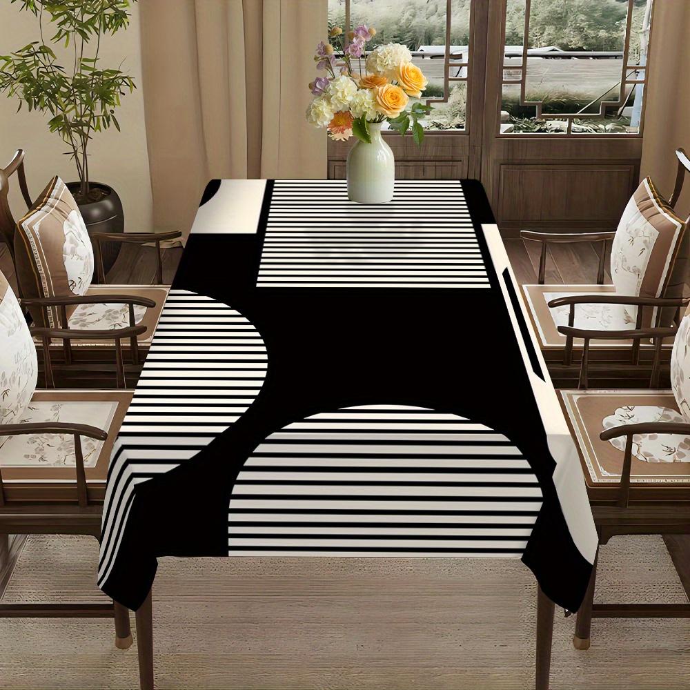1 Stück Moderne minimalistische gestreifte Tischdecke - Elegante horizontale und vertikale Streifen, rechteckige Tischabdeckung aus Polyester, geeignet für Esstische, Picknick