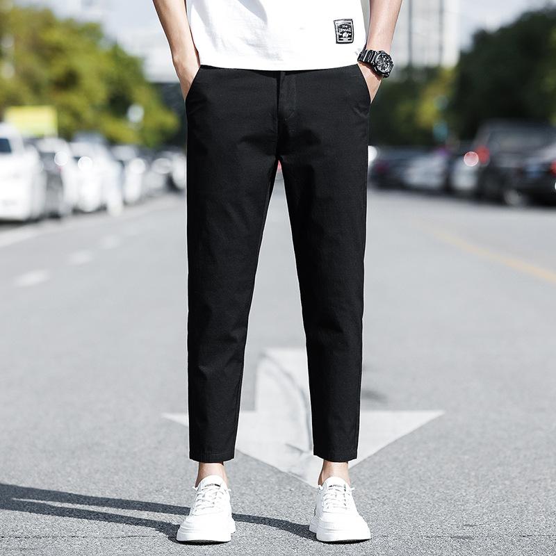 

Летние брюки кэжуал из ледяного шелка для молодежи, тонкие мужские брюки, укороченные брюки, облегающие прямые мужские спортивные брюки, мужской стиль 38