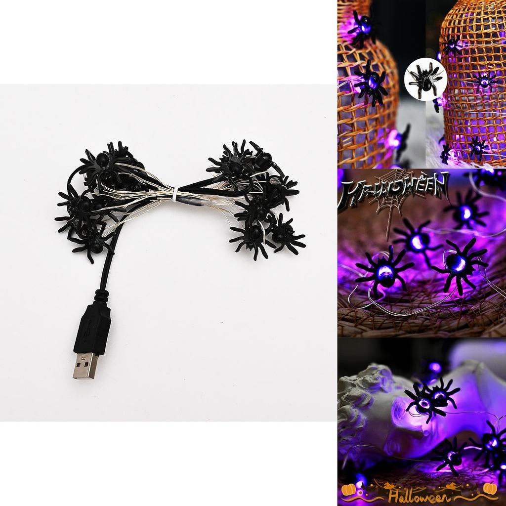 Purple Led Spider Lights For Halloween Decoration 2m/5m 20/50 Lights Battery/usb Powered