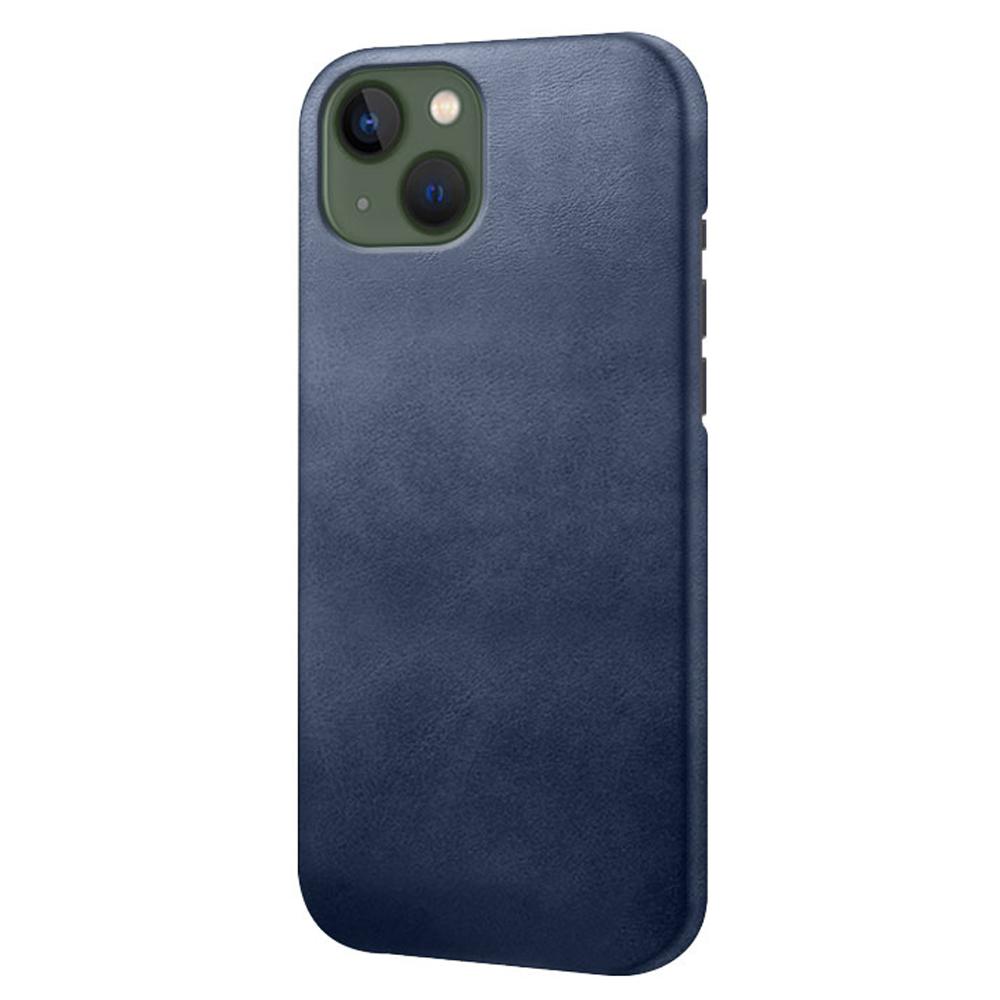 

For iPhone 15 Calf Texture Phone Case PU Leather Coated PC Shockproof Cover Blue