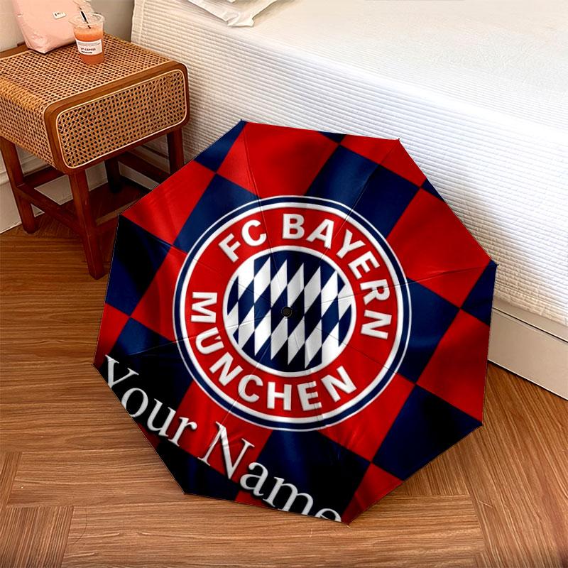 1 PC Automatic Folding Umbrella - FC Bayern Munchen Custom Name Pattern, Portable & Foldable Design with 8 Ribs, Christmas Birthday Gifts