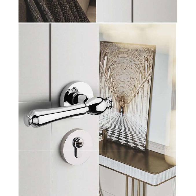 Bright Silver Indoor Silent Door Lock Nordic Light Luxury Bedroom Split Door Handle Lock