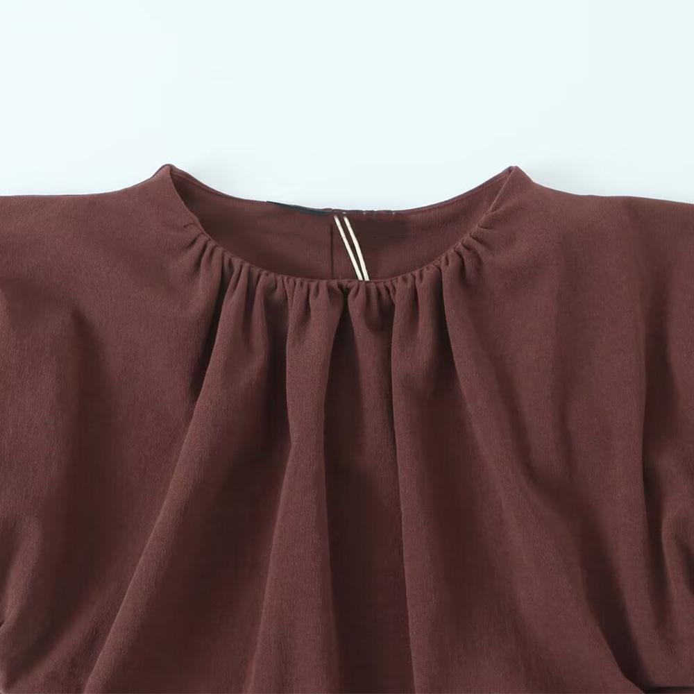 TAOP&ZA Women's Summer Pleated Slimming Balloon Top and Skirt Set