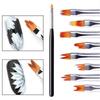 8 Pcs Oblique Gradient Smudge Nail Flower Drawing Sawtooth Pen Multifunctional Mix Shape Petal Painting Gel Nail Art Brush