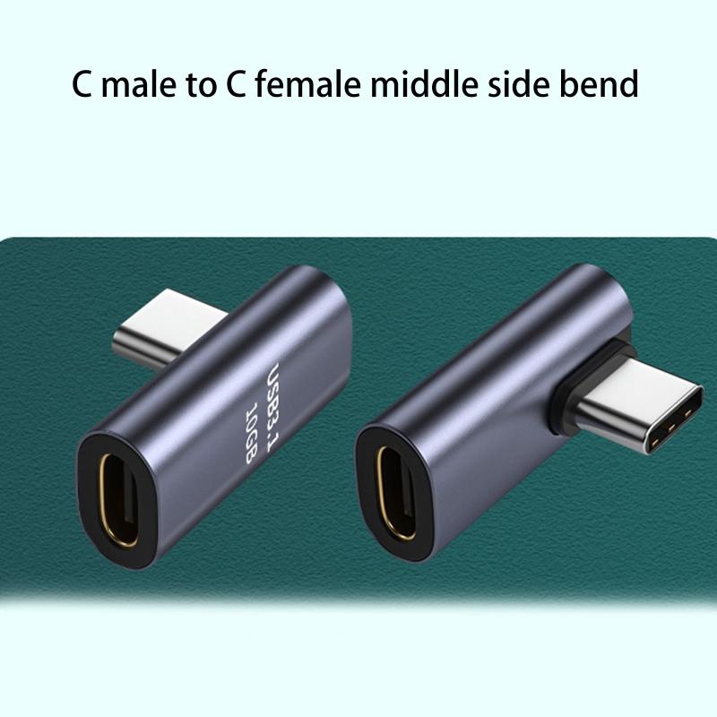 Right Angle USB C Adapter 90 Degree Low Profile Type C Male To Female Extender Support USB C 3.1 Charge Data Transfer