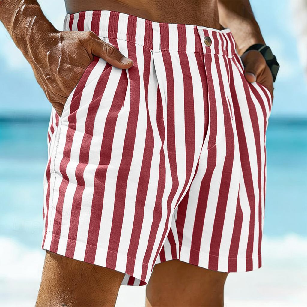 Men's Casual Shorts With Comfortable Lightweight Button Pockets And Monochrome Beach Shorts