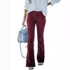 Spring and Autumn Women Plus Size Corduroy High Waist Solid Color Slim Micro Flare Pants Elastic Waist Casual Pants