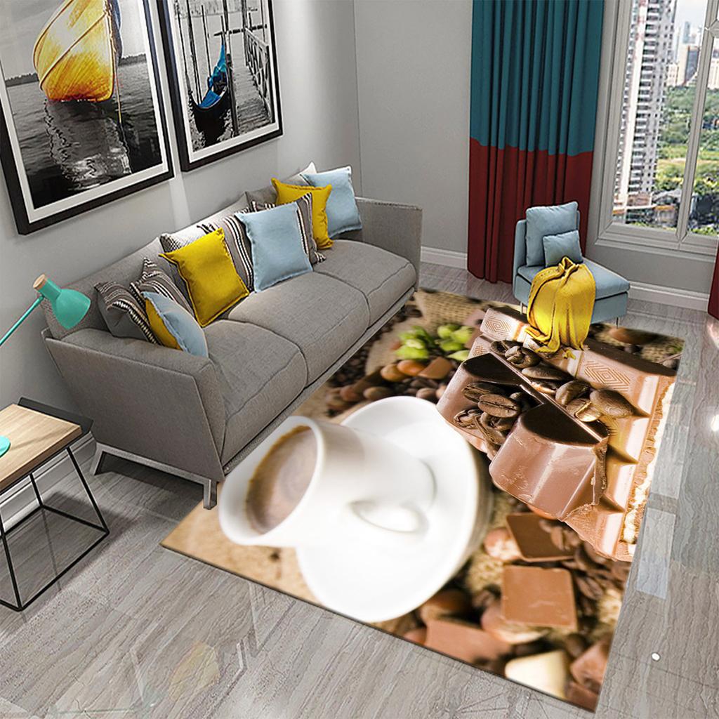 3D Print Coffee Breakfast Theme Carpet Creative Carpet Rug Living Room Bedroom Decor Kitchen Bathroom Non Slip Floor Mat Gifts