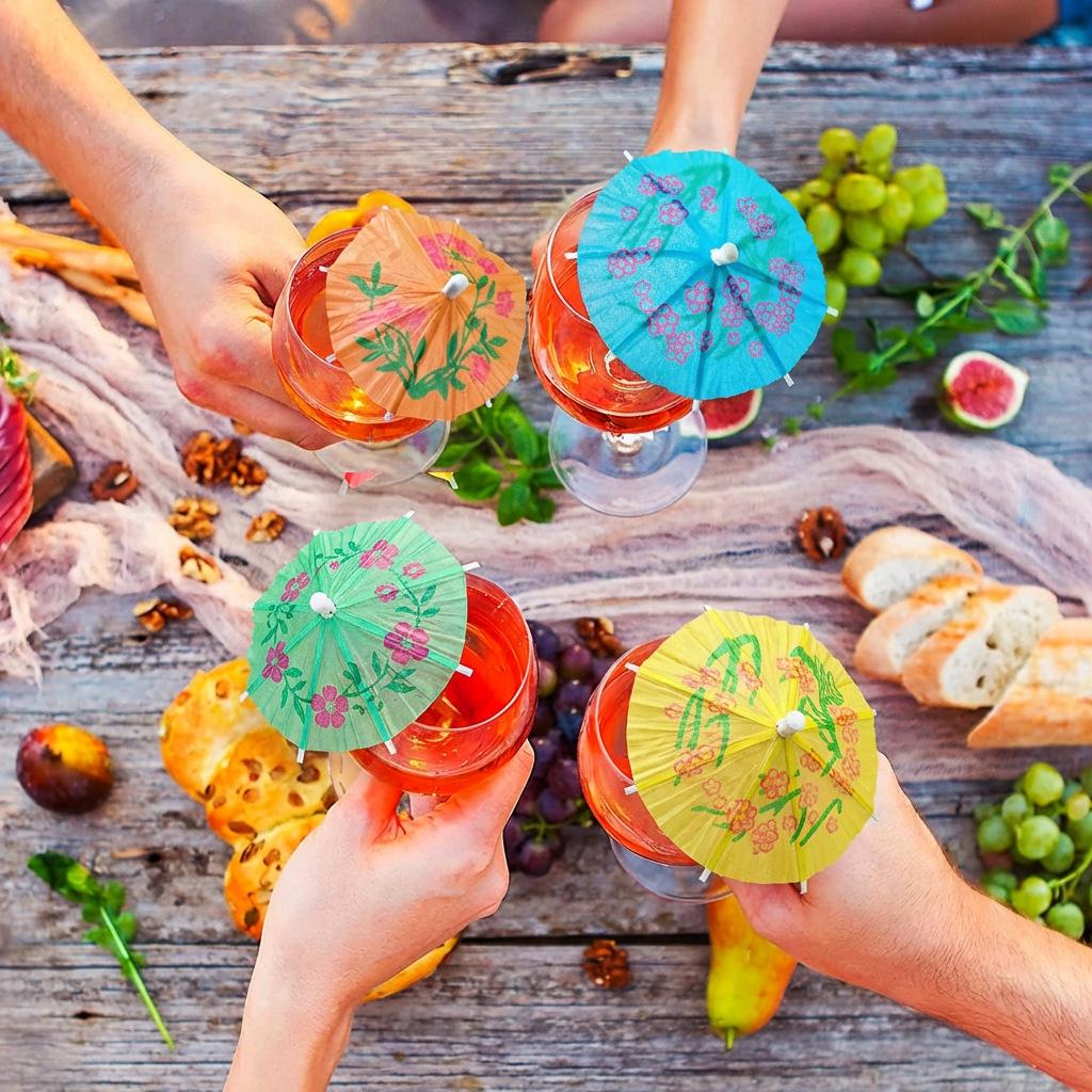 Mini Paper Umbrella Picks for Cake and Fruit Decor