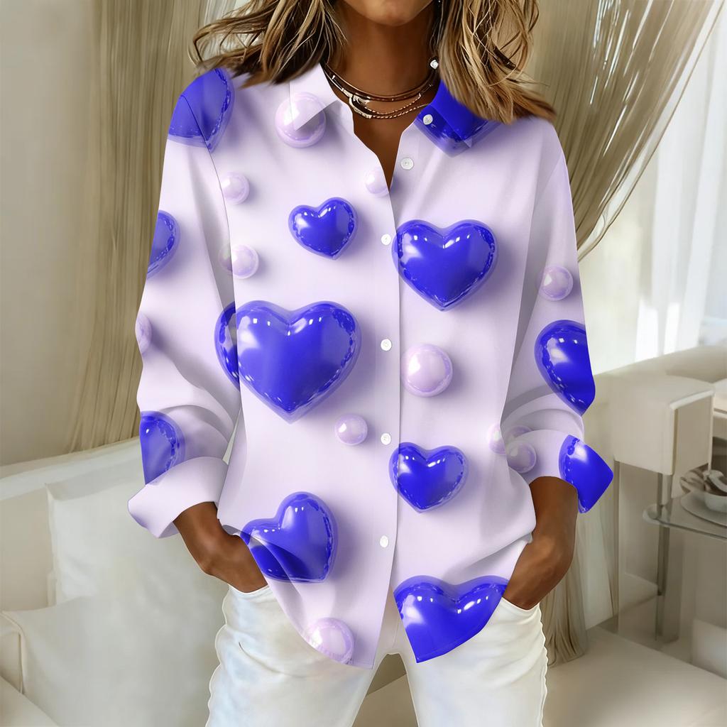 Women's Buttoned Long Sleeved Casual Regular Shirt With Collar Top