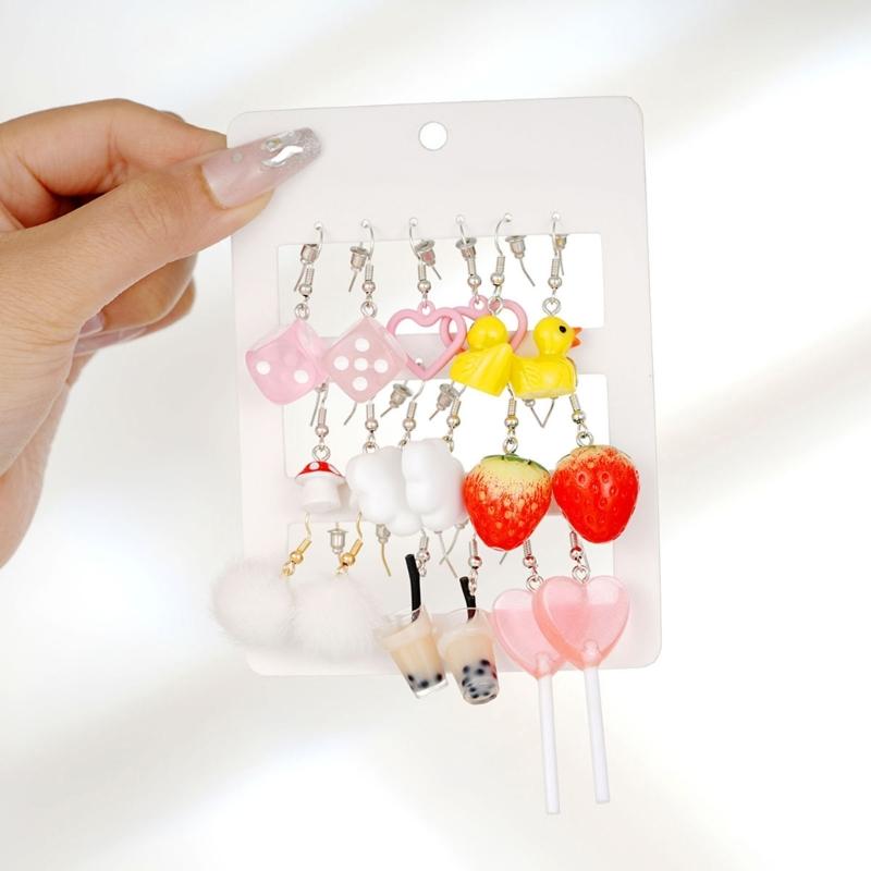 Pendant Earrings Unique Drop Earrings Set Fashion Ear Jewelry Set Zinc Alloy Texture Suitable for Ladies and Teen Girls