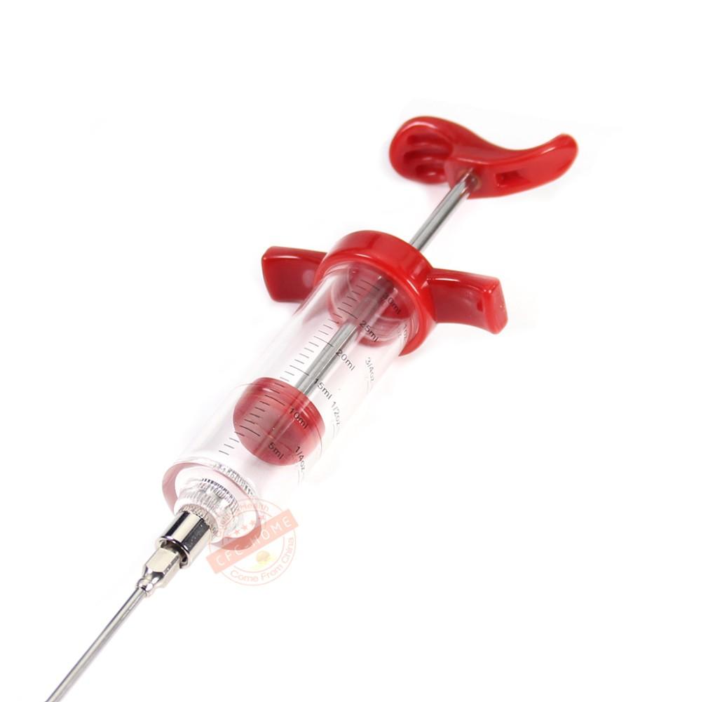 Köttinjektorspruta - 3 Marinadinjektornålar, 1 oz Köttinjektorspruta med Rengöringsborste, Lätt att Använda & Rengöra