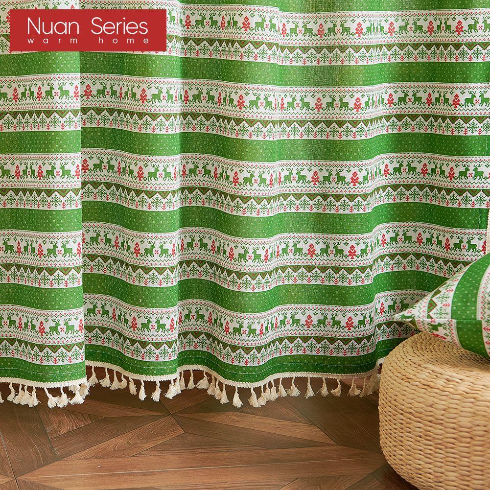 1PC Nuan Series Fashionable and Versatile Bohemian Style Cotton and Linen Comfortable Tassel Curtains for Small Windows Balcony
